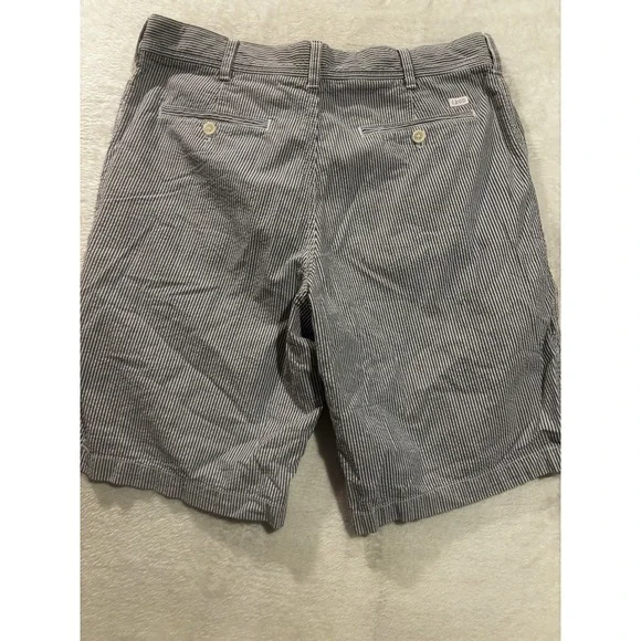 IZOD Flat Front Blue Striped Shorts Mens Size 34 Chino Casual Summer Golf Preppy - Picture 7 of 9